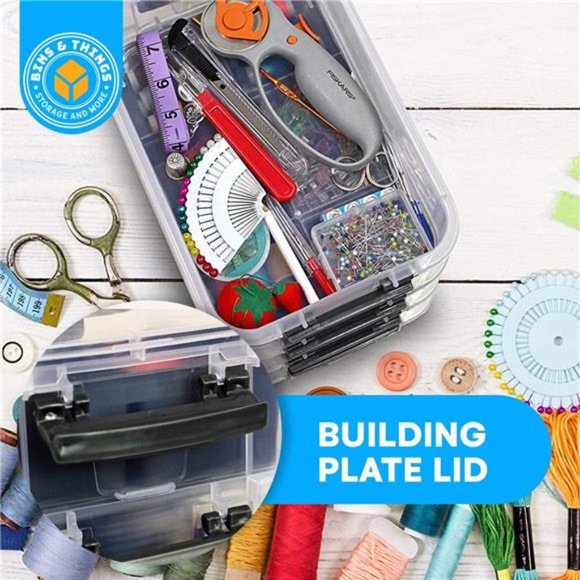 Stackable Storage Container with Organizers for Arts & Crafts -2 Trays Craft Box - Picture 3 of 6